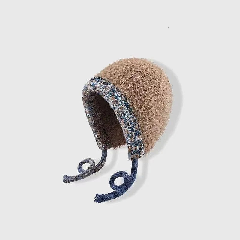 Women's Cute Bear Plush Knitted Hat | Cozy Winter Beanie