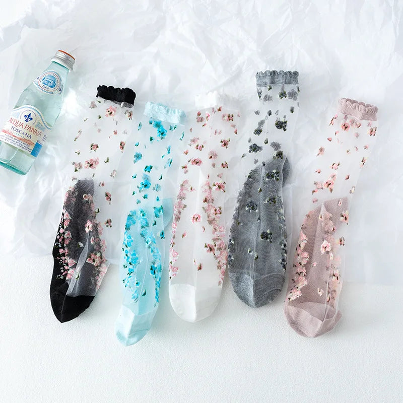 Women's Lace Socks | Stylish Thin Transparent Ankle Socks