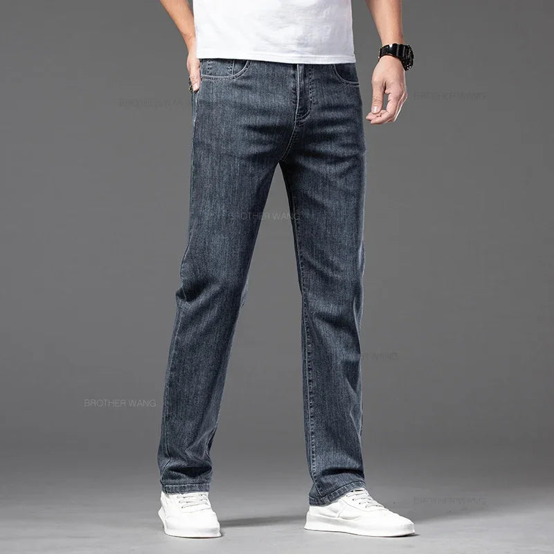 Men's Casual Loose-Fit Straight Jeans | Comfortable Everyday Denim