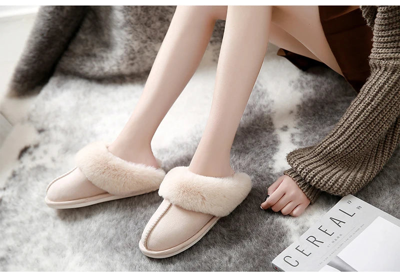 Women's Luxury Faux Suede Plush Slippers | Cozy Winter House Shoes