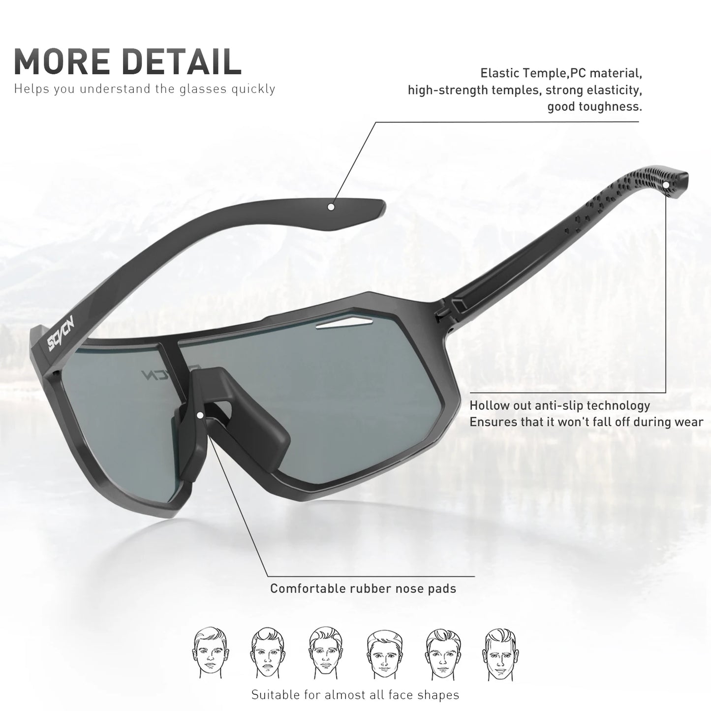 SCVCN Cycl Glasses Photochromic Cycling Sunglasses Men UV400 Eyewear Sports MTB Outdoor Goggles Bicycle Glasses Women Sunglasses