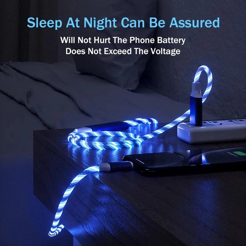 3 in 1 LED Glowing Charging Cable | Fast Micro USB Type C Cable