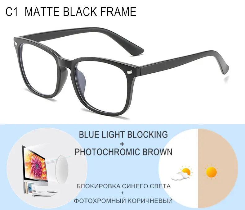 Gafas de sol retro de montura cuadrada con protección contra la luz azul y estilo