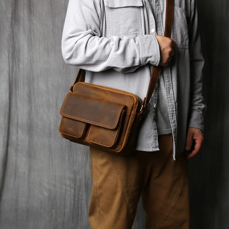 Retro Leather Messenger Bag for Men | Stylish and Functional