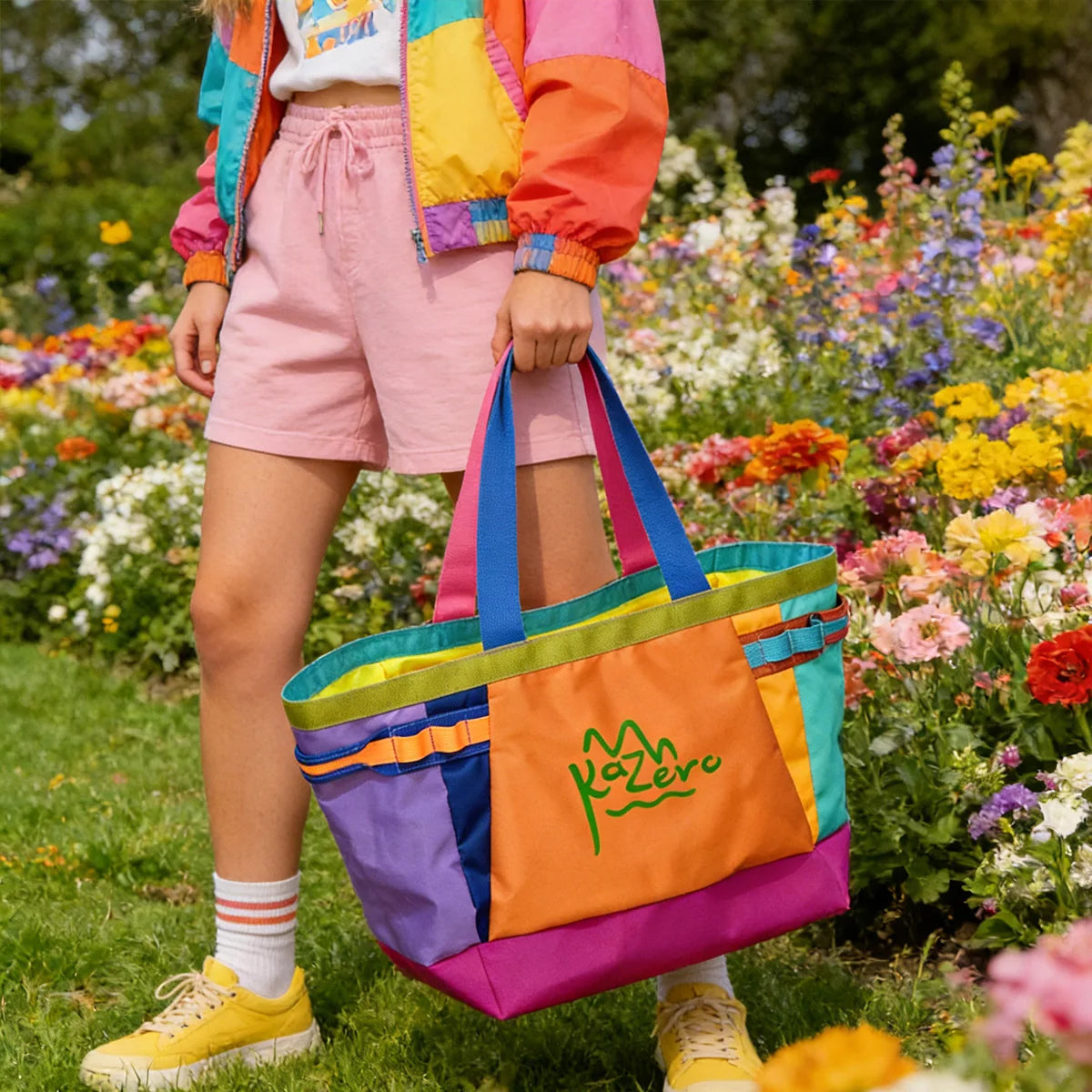Dopamine Sporty Women Tote Bag Colorblock Logo Shoulder Bag Layered Large Capacity Multi Function Handbag for Commute Sports