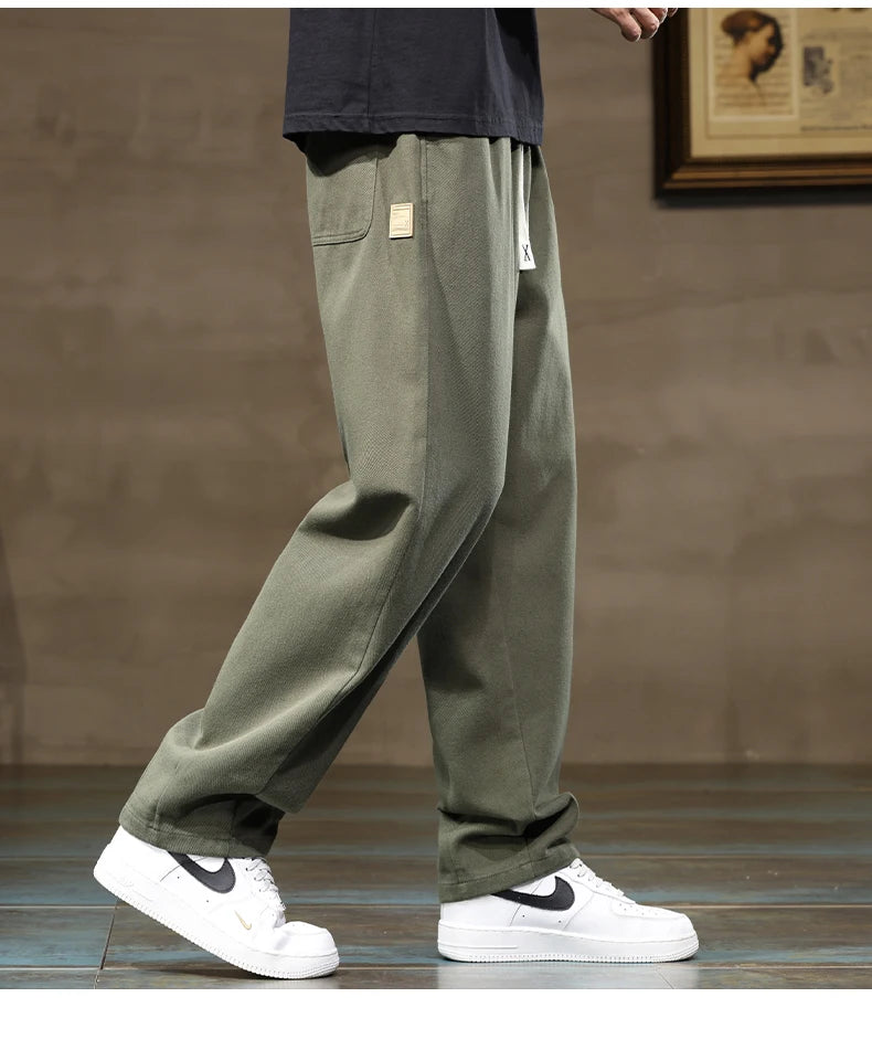Comfortable Loose Men's Trousers | 100% Cotton Khaki Pants