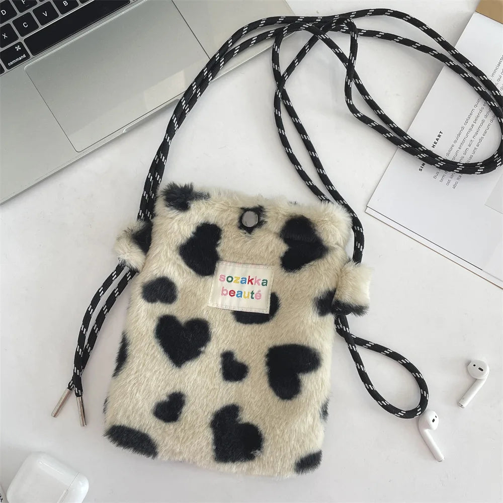 Cute Plush Dot Crossbody Bags for Women | Portable Shoulder Bag