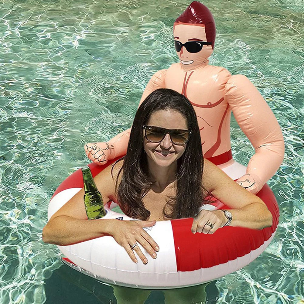 Leakproof Inflatable Swim Ring with Cup Holder - Fun Pool Float