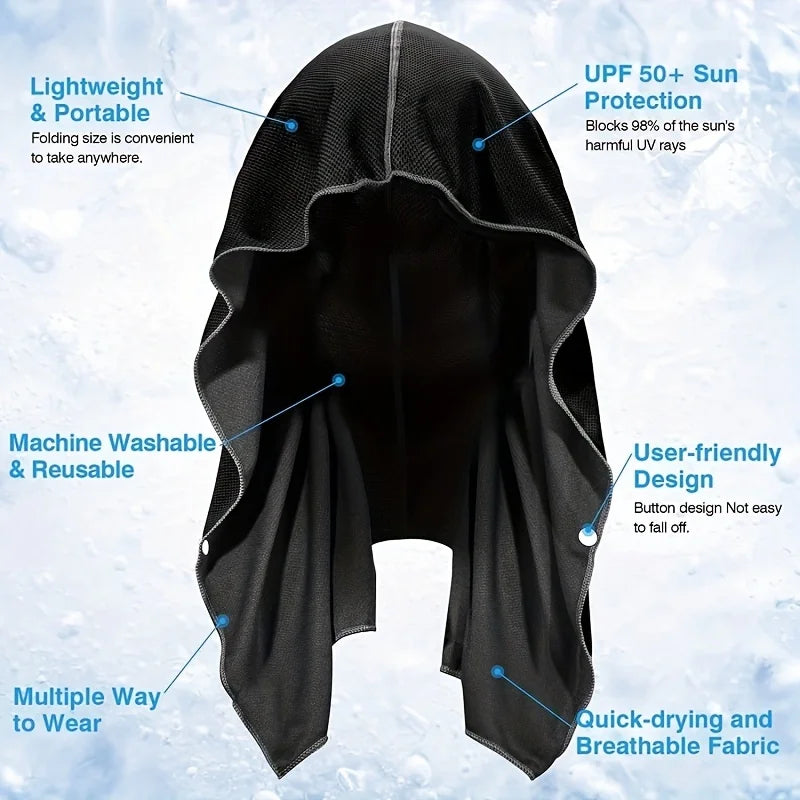Cooling Hoodie Towel for Beach, Gym, and Sun Protection