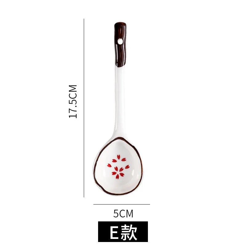 Cuchara de cerámica linda para sopa | Accesorio de cocina estilo japonés Kawaii
