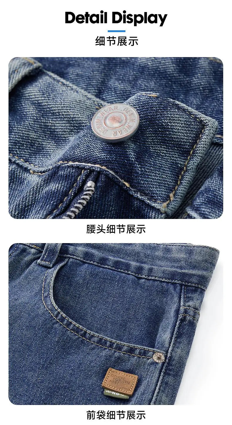Men's Retro Straight Jeans | Casual Loose Wide Leg Denim Pants