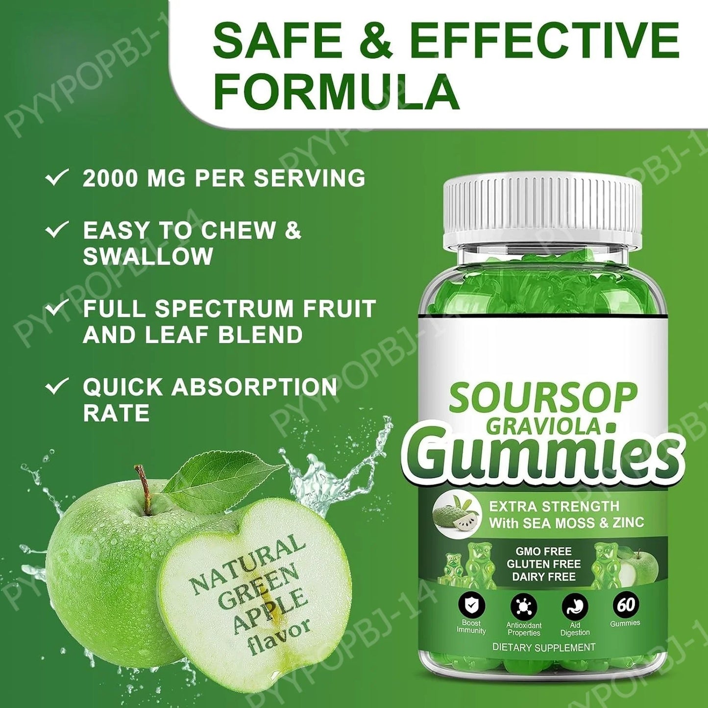 Soursop Graviola Gummies with Sea Moss & Vitamin C | Immune Support