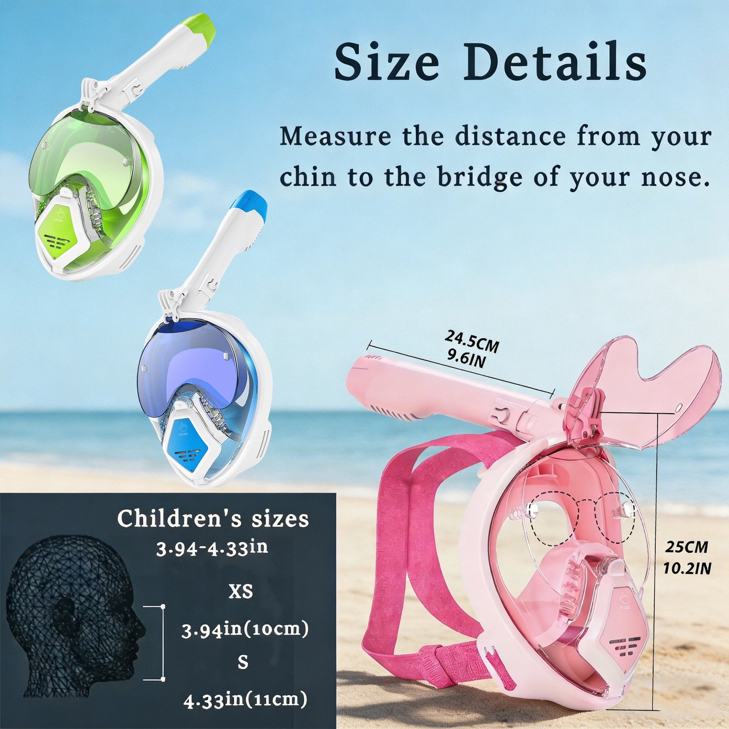 Kids Full Face Snorkel Mask | 180° Panoramic Design for Fun