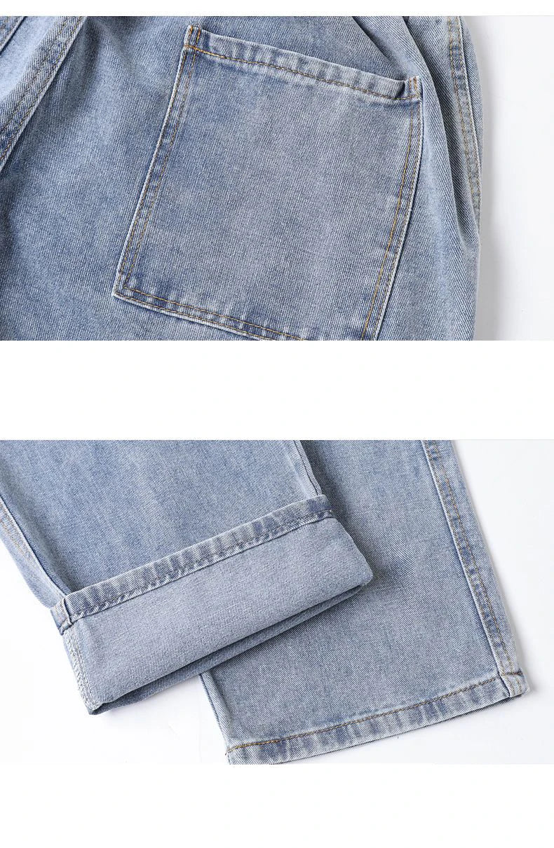 Men's Baggy Cargo Jeans with Elastic Waist | Casual Vintage Style