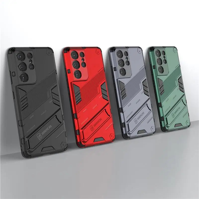 Solid Armor Cyber Shockproof Case For Samsung S25 Ultra S24 FE Ultra Plus A54 A55 A56 A36 A26 Tough Design Stand Cover
