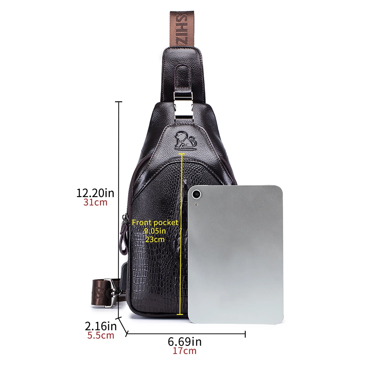 Men's Leather Crossbody Chest Bag | Multifunctional USB Bag