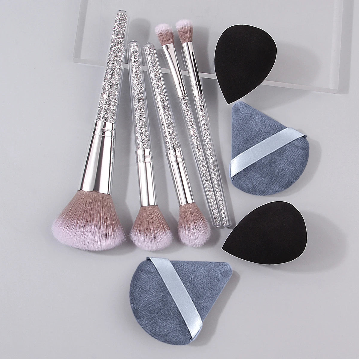 Diamond-Handled Makeup Brush Set & Sponges | Flawless Finish