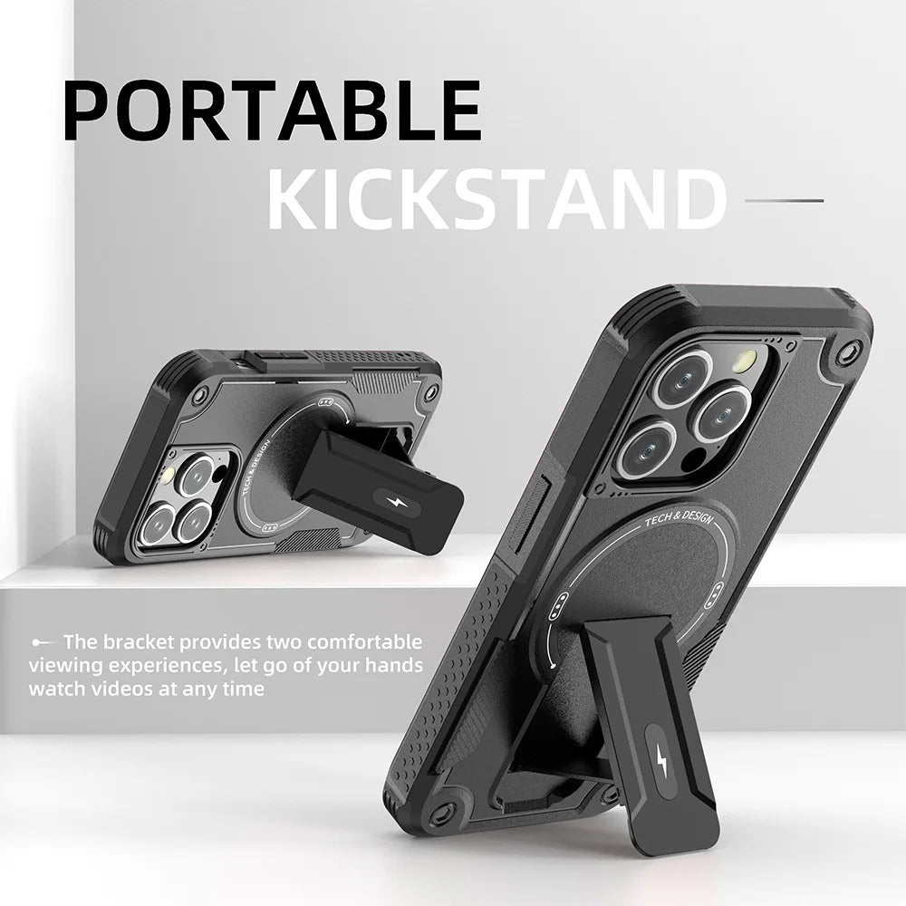 Luxury Magnetic Kickstand Case for iPhone - Shockproof & Stylish