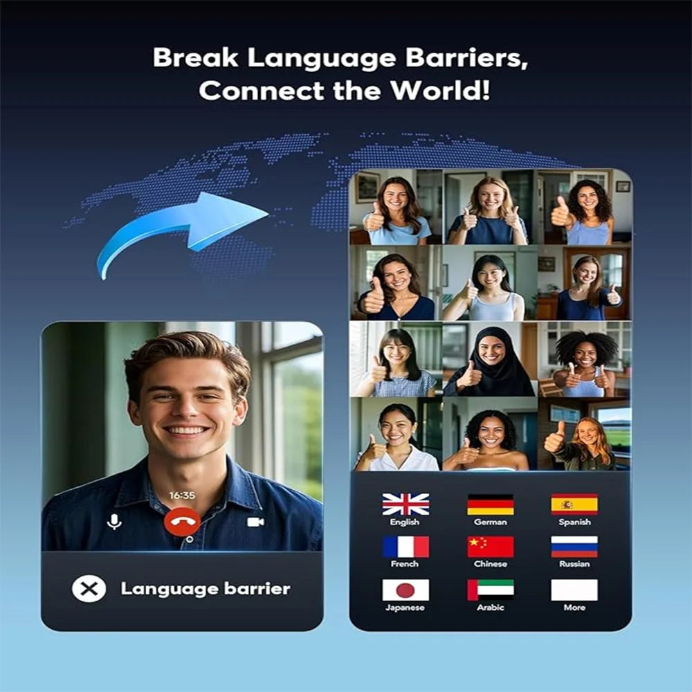 Real-Time AI Translation Earbuds | Wireless Bluetooth Headphones