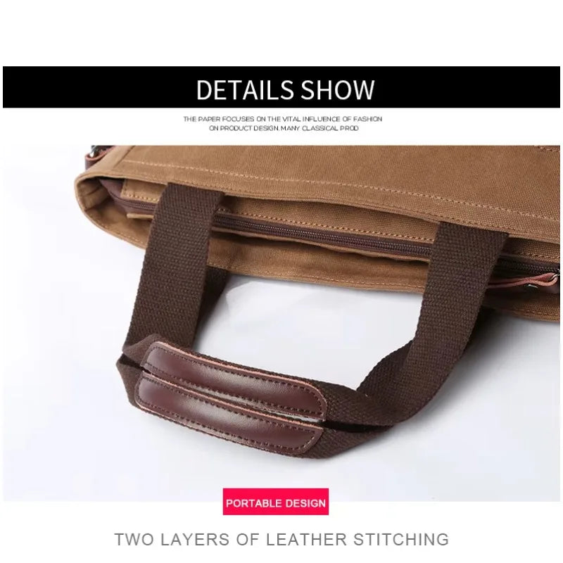 Men's Vintage Canvas Shoulder Bag | Large Capacity Briefcase