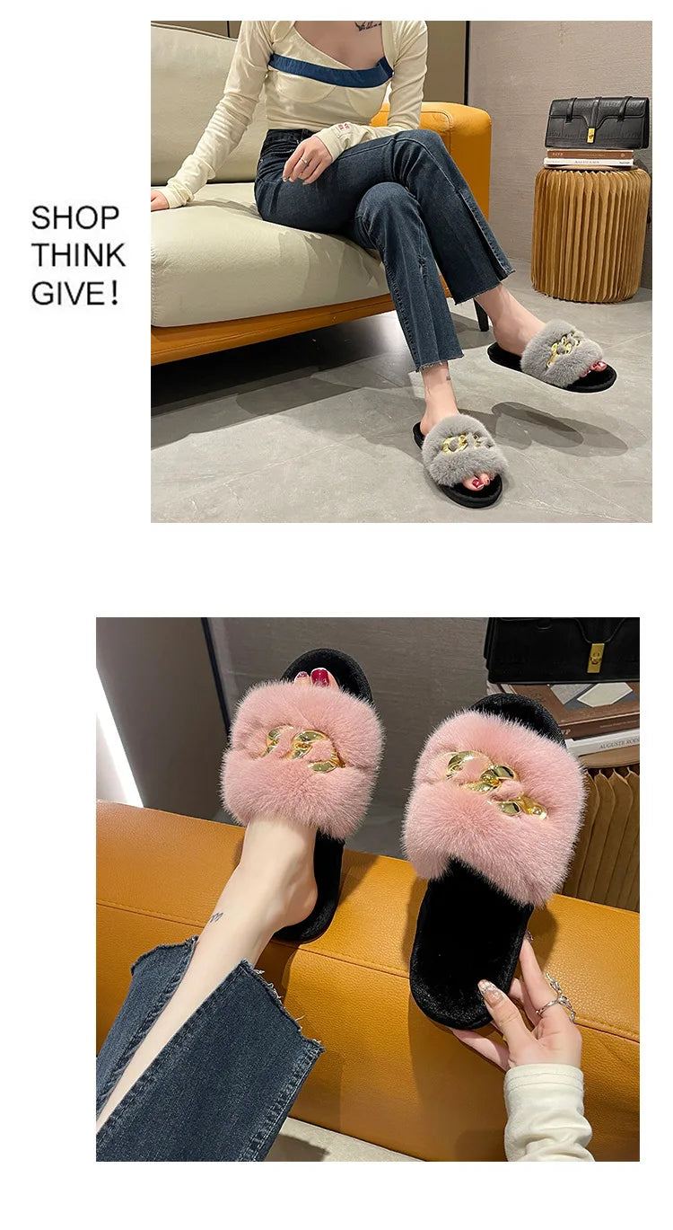 Women's Cozy Fur Lined Plush Slippers | Warm Indoor House Shoes