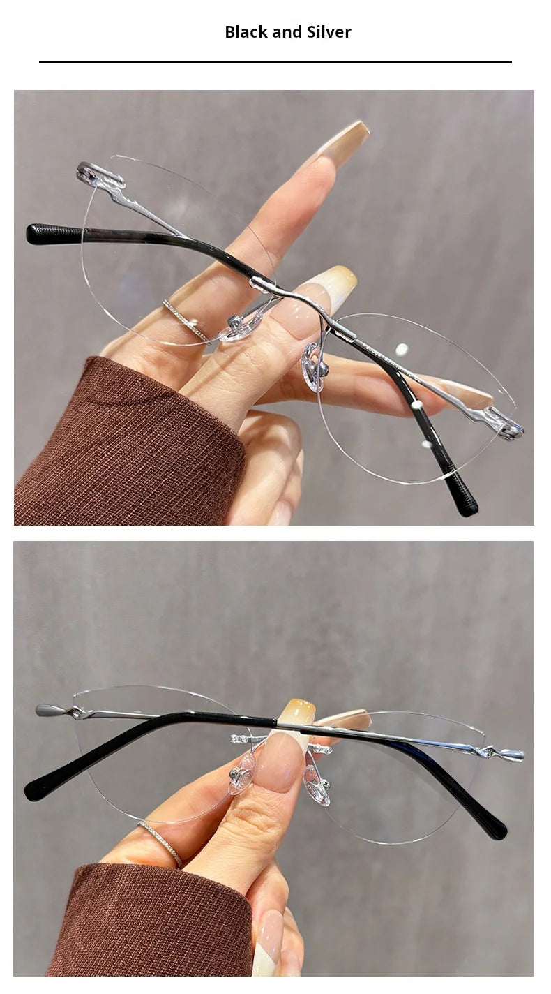 Cat Eye Prescription Rimless Glasses for Women | Stylish Eyewear