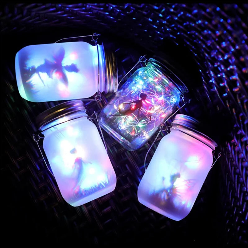 Luces solares de hadas para tarros Mason | Faroles impermeables para exteriores