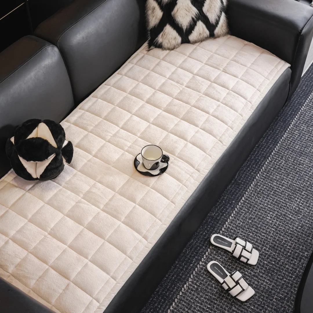 Thicken Squares Quilting Solid Sofa Cover | Elegant Home Decor