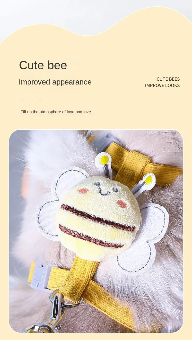 Cute Cartoon Bee Cat Harness & Leash Set for Small Pets