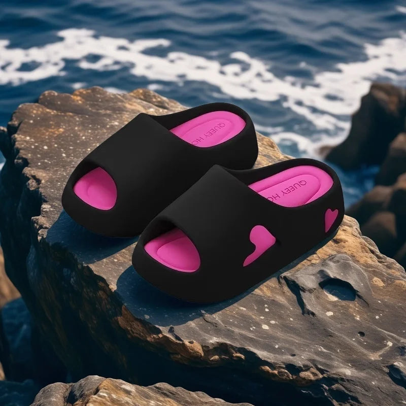 Women's Heart Platform Cloud Slippers | Soft Indoor & Outdoor Sandals