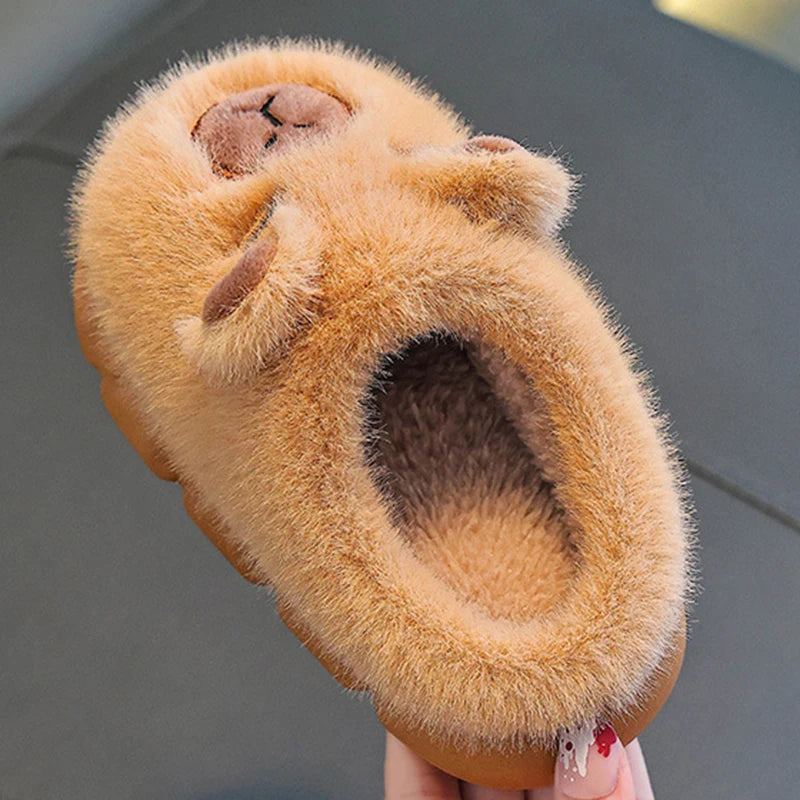 Kids' Capybara Cartoon Plush Slippers | Soft & Cozy Indoor Shoes