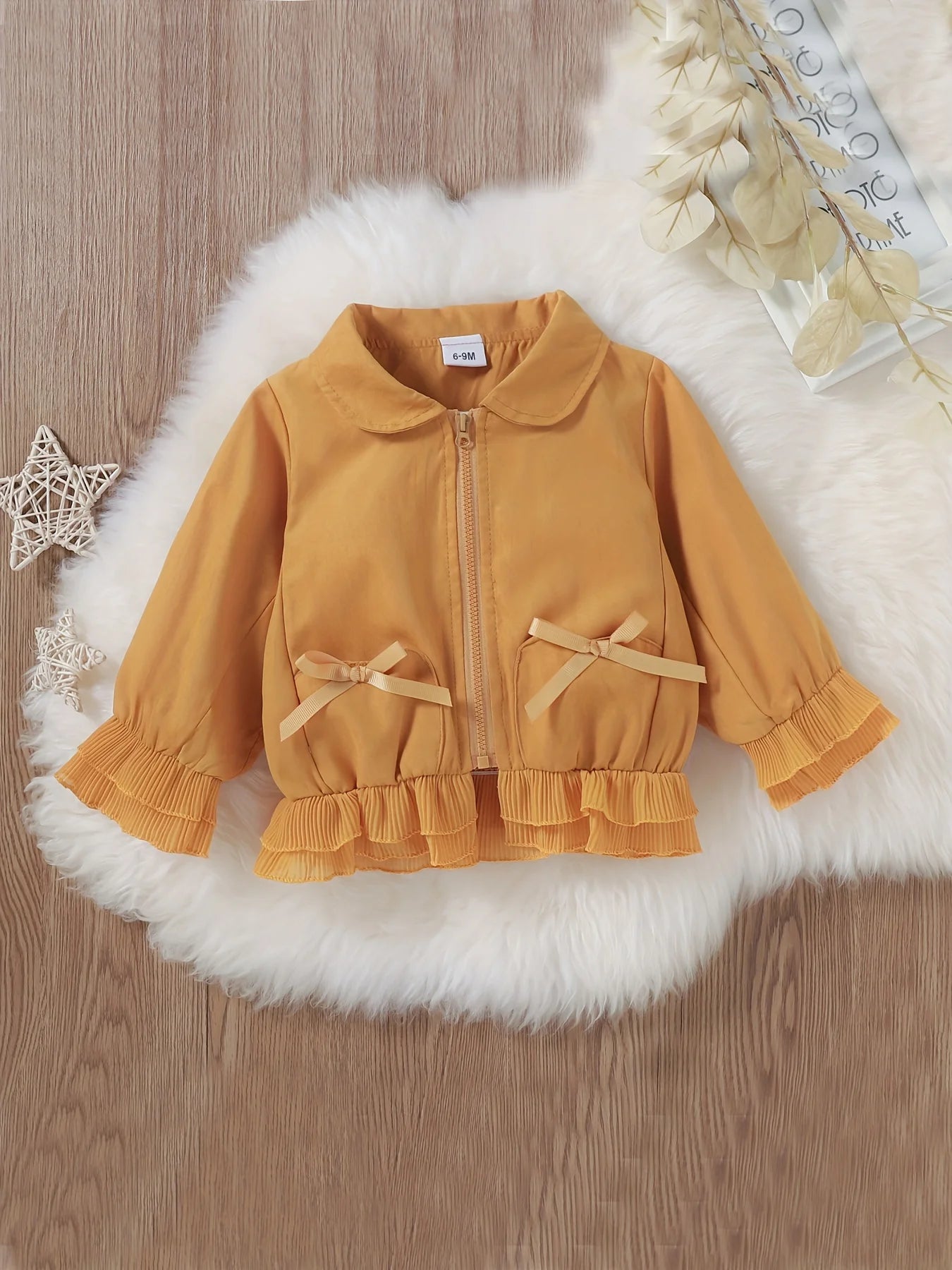Infant Girls' Ruffled Zipper Jacket | Stylish Outerwear for Kids