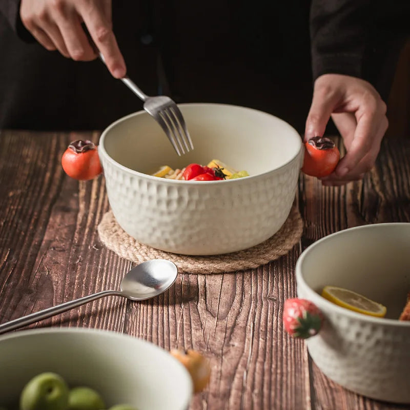 Cuenco de sopa de cerámica hecho a mano con doble asa | Elegancia de estilo japonés