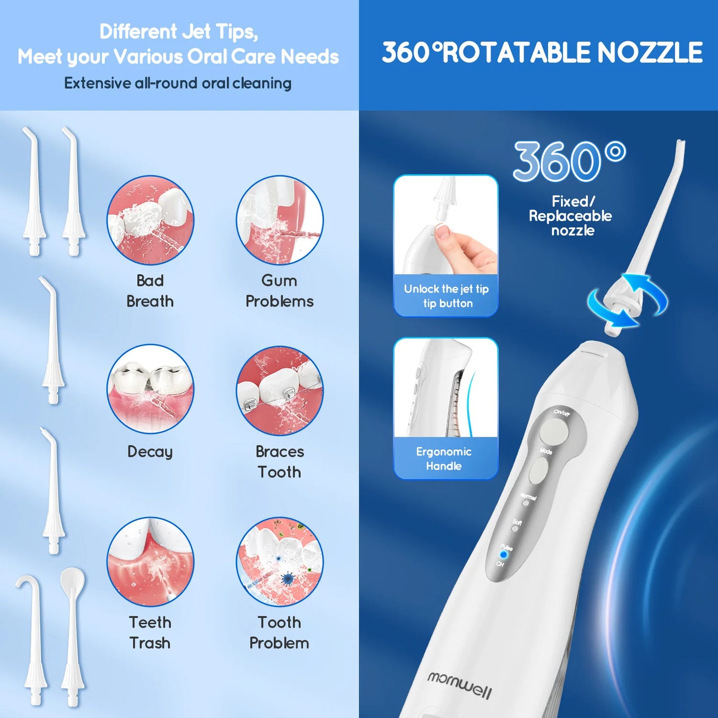 Irrigador dental inalámbrico portátil | Cuidado dental recargable por USB