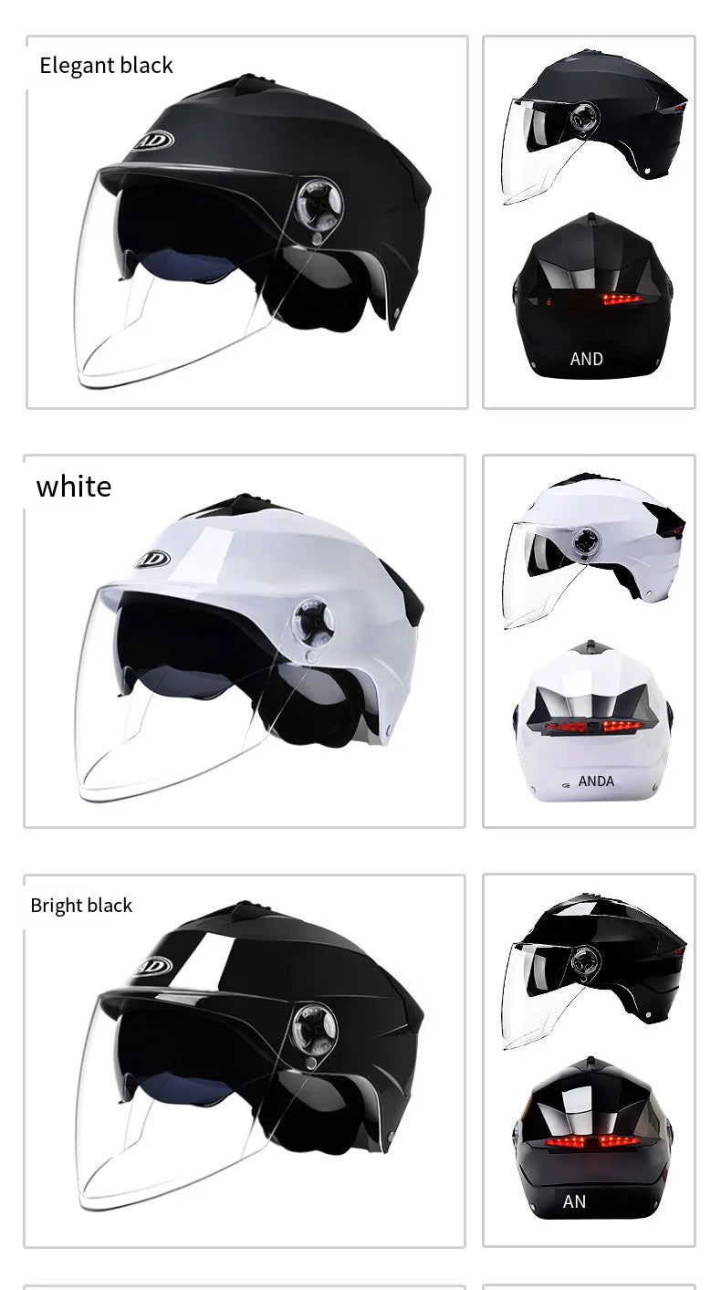 LED Motorcycle Helmet for Moped & Electric Scooter | Unisex Safety Gear