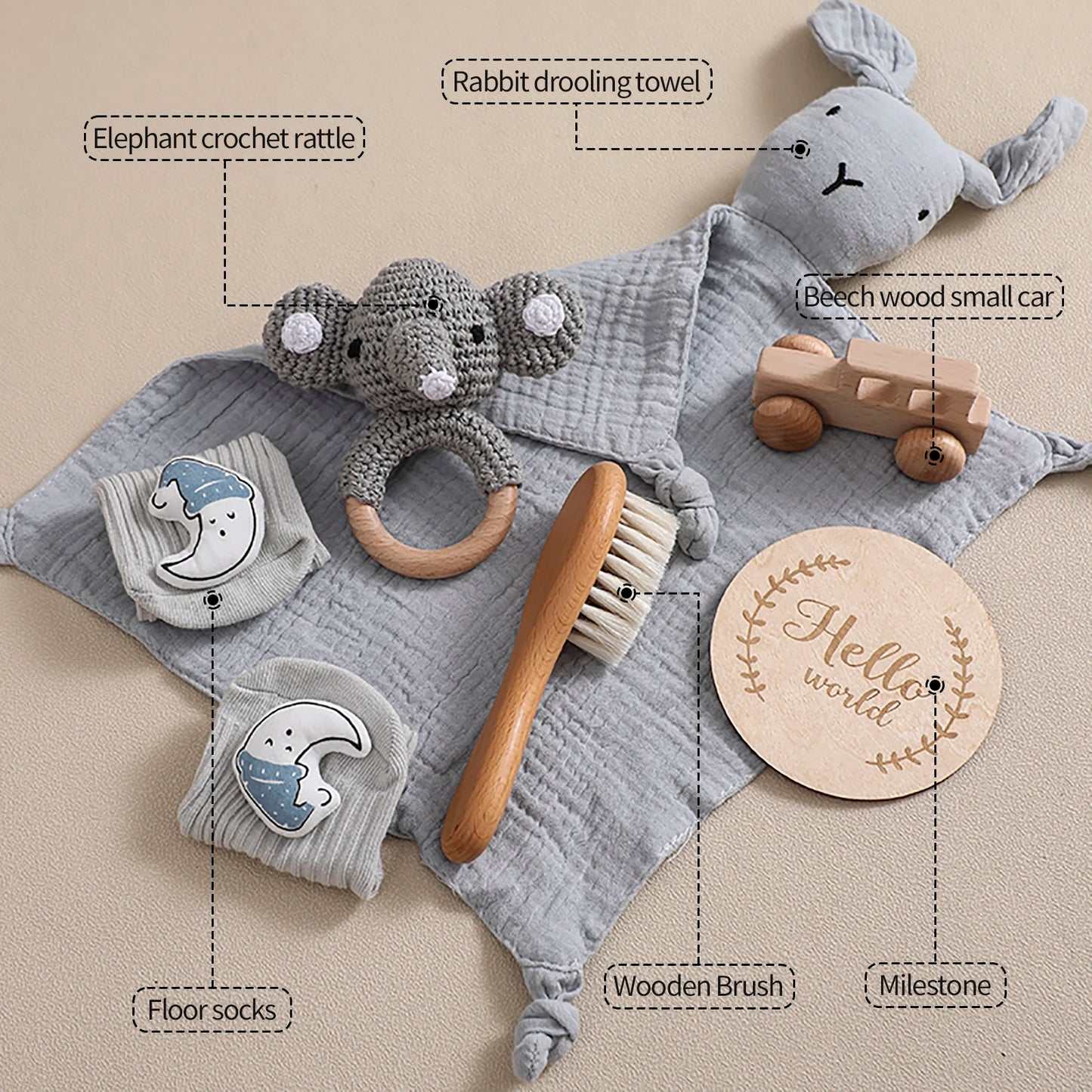 Baby Double-Sided Cotton Blanket Bath Set | Perfect Newborn Gift
