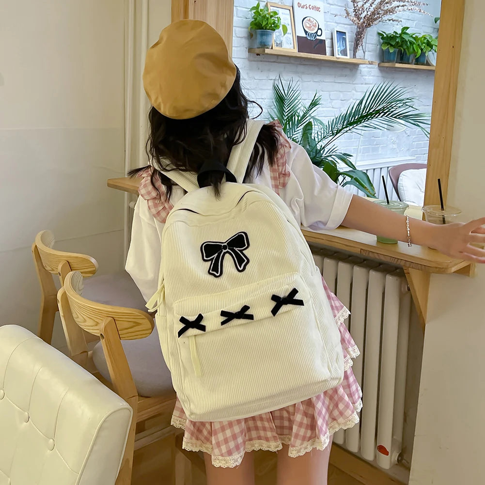 Cute Bowknot Aesthetic Backpack | Trendy School & Travel Bag