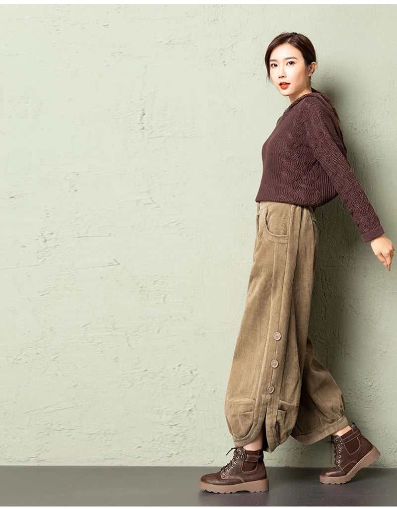 Women’s Warm Corduroy Harem Trousers | Casual Streetwear Pants 2026