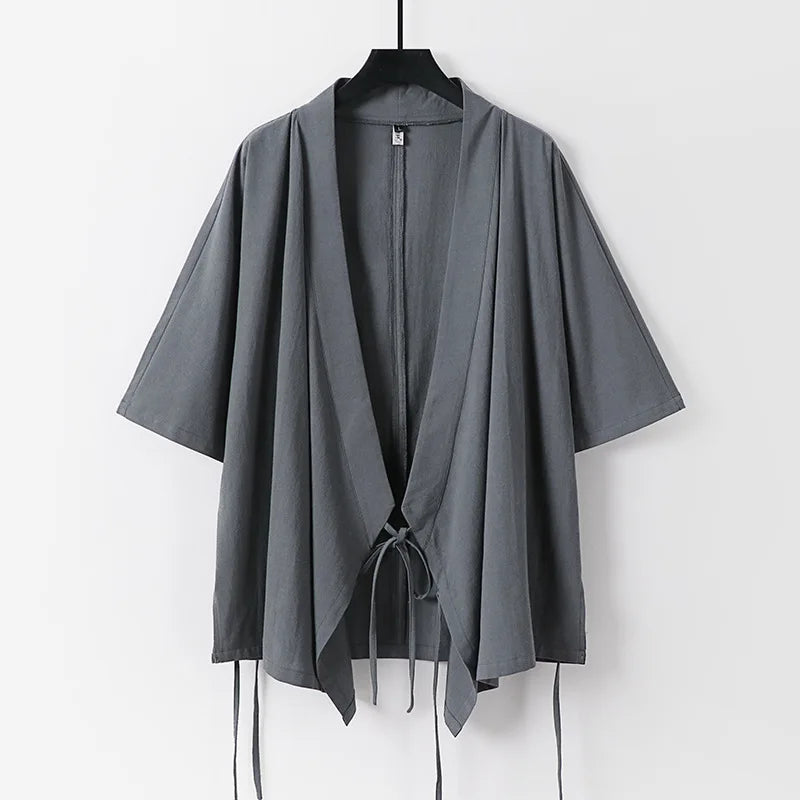 Plus Size Men's Kimono Cardigan & Pants Set | Stylish Yukata Outfit