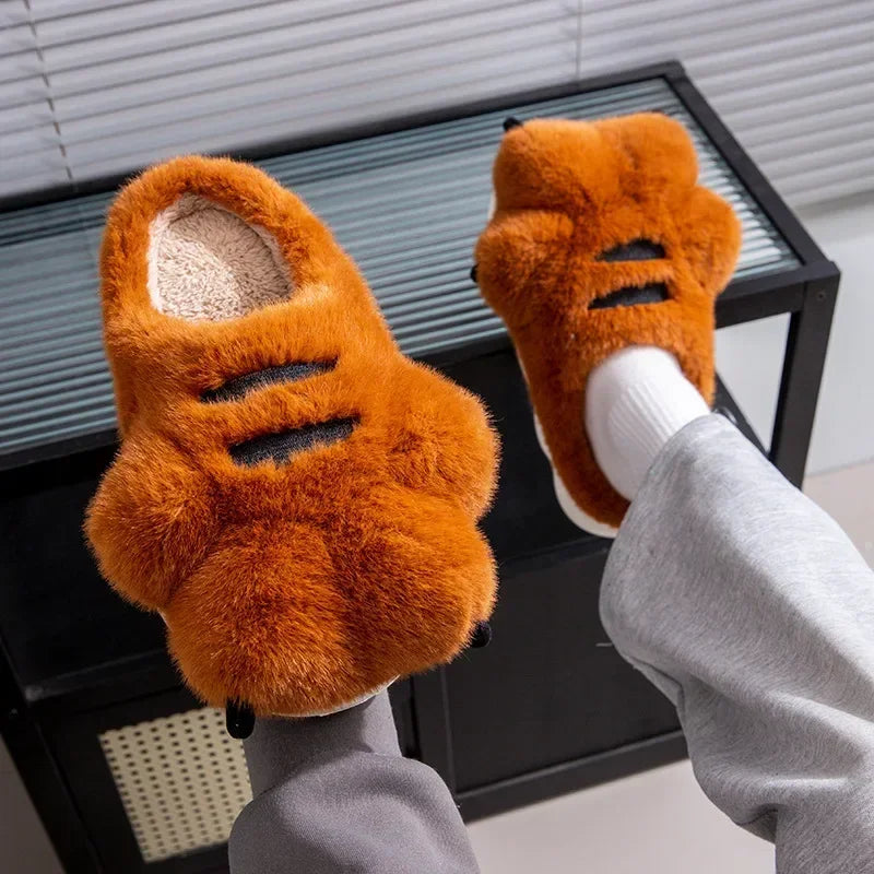Unisex Cute Big Paw Plush Slippers | Cozy Cartoon House Shoes