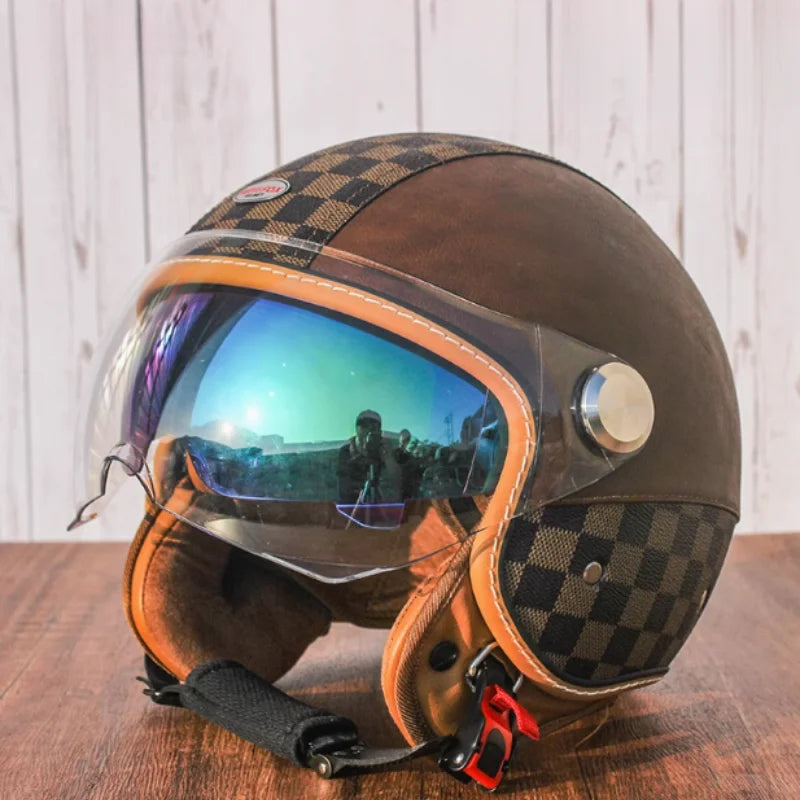 Retro Open Face Motorbike Helmet | Vintage Helmet for Riders