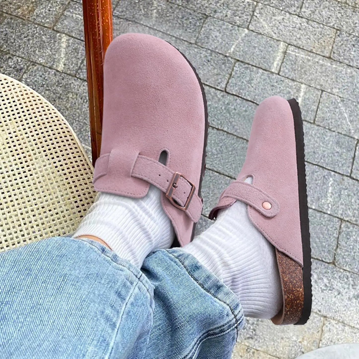 Comfortable Suede Clogs with Arch Support for All-Day Wear