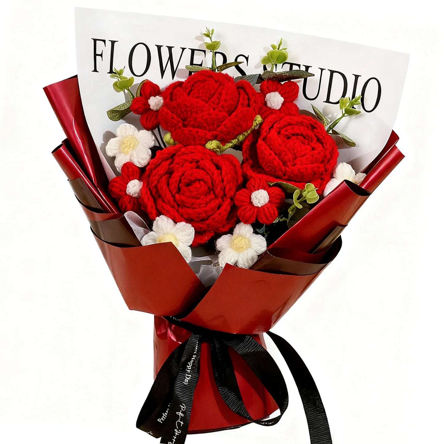 Ramo de Rosas Rojas Tejidas a Mano | Regalo Atemporal para Cualquier Ocasión