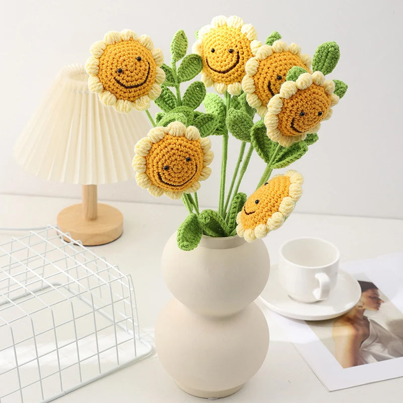 Hand-Knitted Artificial Sunflower | Perfect Gift & Home Decor