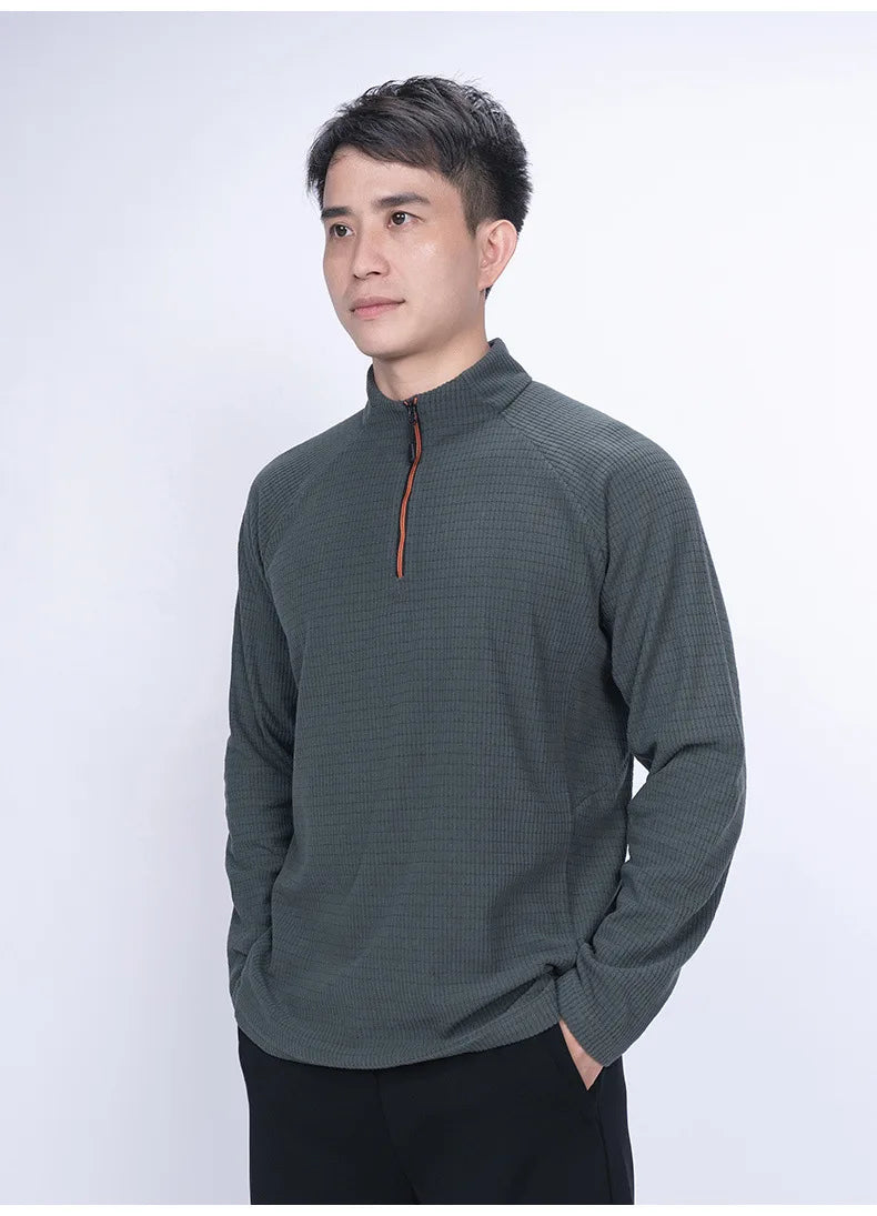 Men's Tactical Grid Fleece Pullover | Comfortable Warm Layer