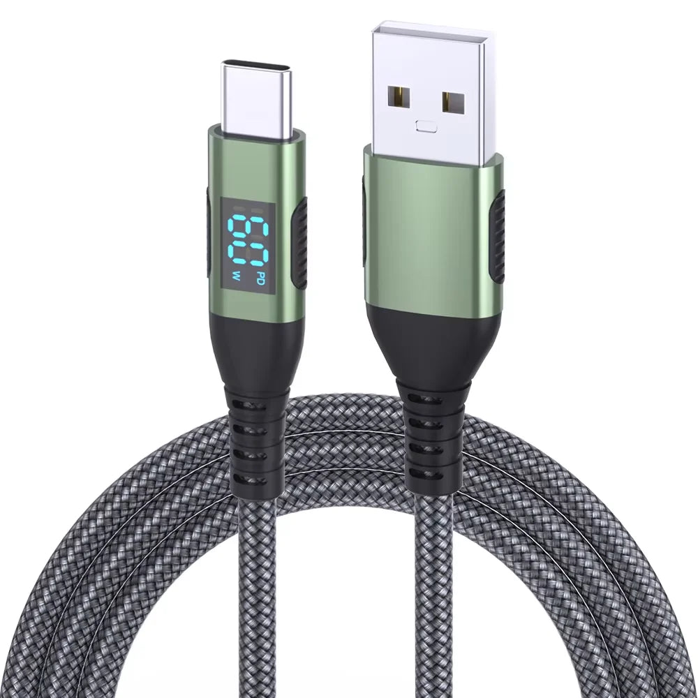 High Speed USB Type-C Fast Charging Cable with Digital Display