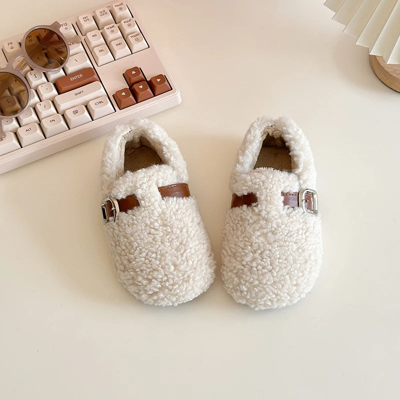 Kids' Warm Plush Flat Winter Shoes | Non-Slip Fashion Footwear