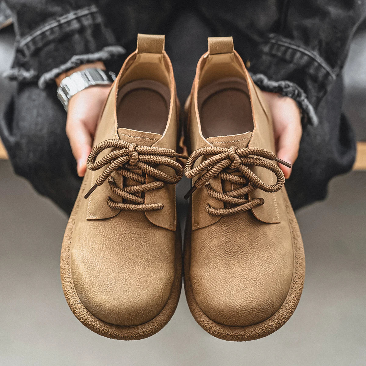 Men's Plus Size Retro PU Leather Ankle Shoes | Comfortable Casual Wear