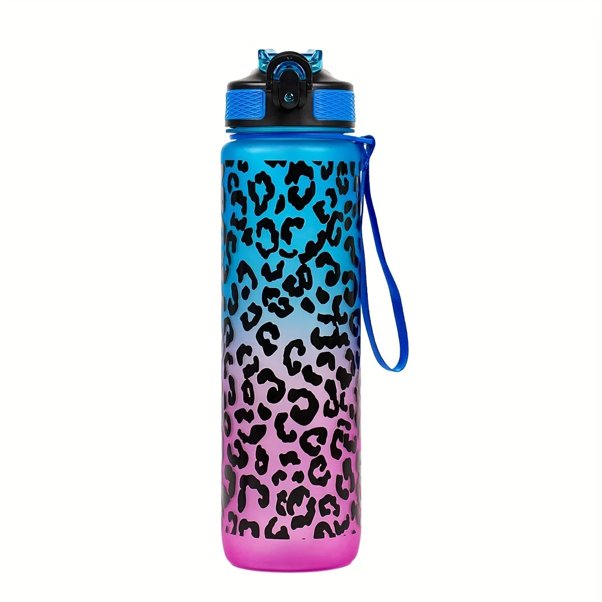 1 Liter Large Capacity Leopard Print Plastic Cup Leak Proof Sports Water Bottle Drink Items Outdoor Travel Portable Gym Bottle