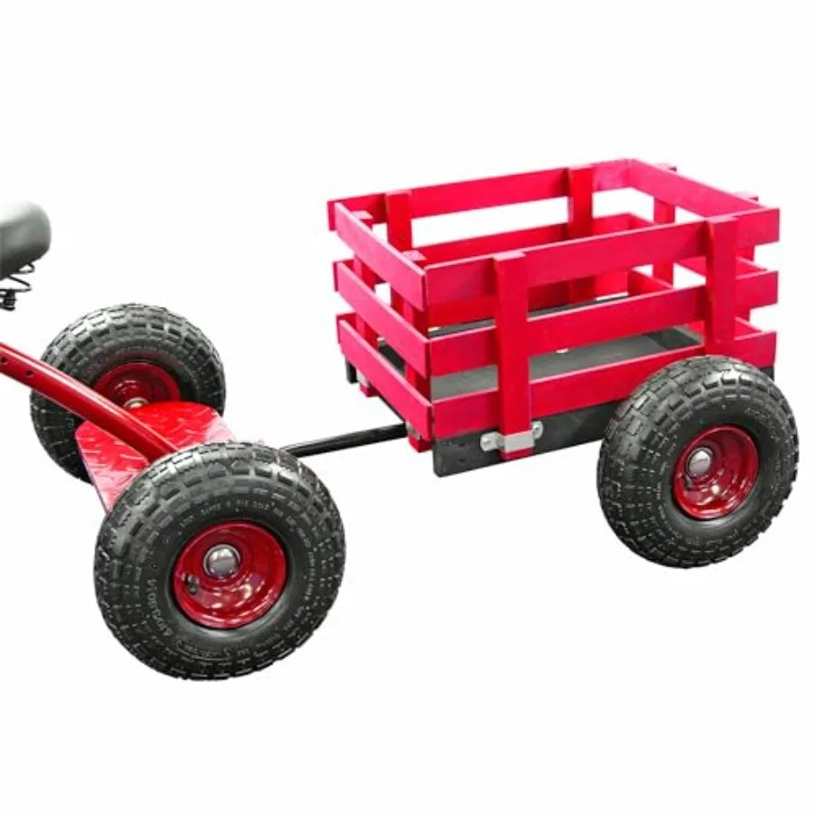 Classic Red Tricycle Trailer | Durable Design with Inflatable Tires